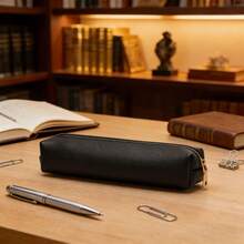 2025秋冬流行INS风极简文具PU皮笔袋，兼具时尚与实用性，金色拉链PU笔袋，经久耐用，适合办公和旅行使用。多功能学生可爱日系化妆刷收纳袋，化妆包，迷你化妆刷袋，眉刷收纳袋，高品质仿皮笔袋 - 彩色 - 查看 16