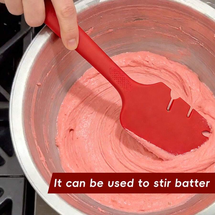 Muỗng trộn bột và kem đa năng bằng silicon màu đỏ và đen, dụng cụ nhà bếp gia đình, đồ dùng làm bánh. - Xem 1