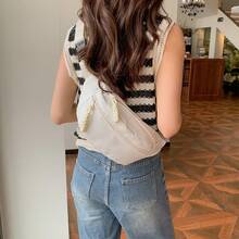 Bolso de pecho de nailon minimalista y versátil, nueva riñonera casual cruzada, bolso bandolera pequeño y ligero para el transporte diario para mujeres - Blanco - Ver 5