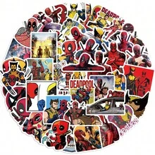 Marvel 50张死侍&金刚狼贴纸，超级英雄笔记本电脑水瓶行李箱滑板美学贴纸，酷炫卡通贴纸包，适合青少年男孩粉丝作为礼物装饰。 - 彩色 - 查看 3