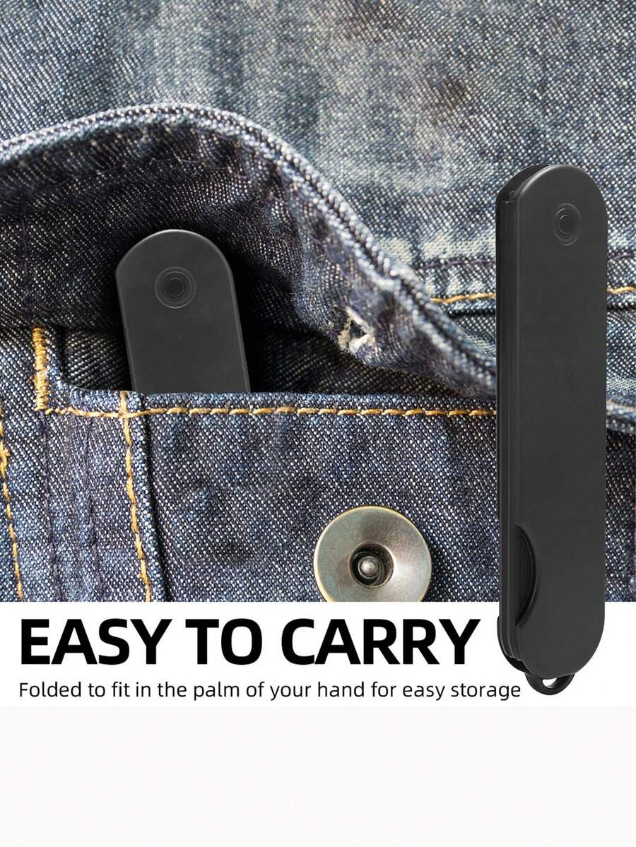 Multi-Functional Men's Folding Comb, Oil Hair Comb, Pompadour Comb, Wide-Tooth Textured Styling Comb, Portable Travel Folding Comb - Black - View 1