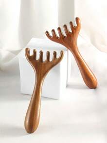 2pcs/3pcs/4pcs Sandalwood Massage Tools Set, Includes Face & Head Massage Scraper, Facial Beauty Massage Stick, Body Massage Board For Muscle Relaxation - Brown - View 4