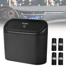 1pc Mini Trash Can + 4 Rolls Trash Bags, Car Trash Can With Lid, Leak-Proof Mini Car Accessories Trash Can - Durable And Easy To Clean - A - View 1