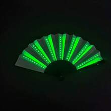 1pc Foldable LED Light-Up Dance Fan, Night Performance Accessory For Halloween, Christmas, Carnival Parties - Multicolor - View 15