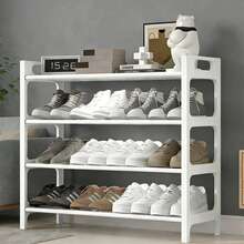 4-Tier Stackable Shoe Rack, Household Storage Organizer, Free Standing Shelf For Entryway, Bedroom And Closet, Holds Multiple Pairs Of Shoes, Space-Saving Shoe Storage Shelf - 白色 - 查看 1
