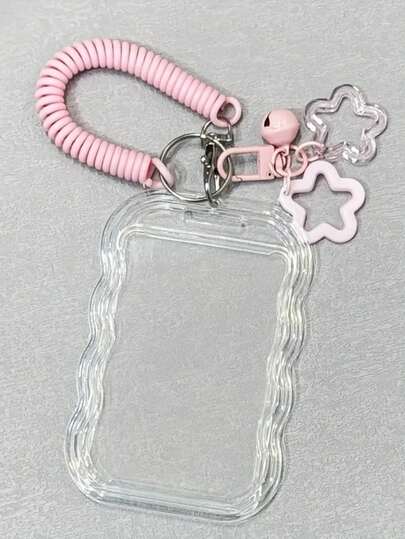 1pc Heavy Duty Retractable ID Badge Holder With Keychain And Wristband, Transparent PVC Card Sleeve With Security Lock, Anti-Theft Design, Durable ID Card Holder Suitable For Student ID And Access Cards - Includes Sliding Cover, Keychain And Card Slot, Convenient For Card Visibility - Also Has Wrist Strap And Cute Pendant