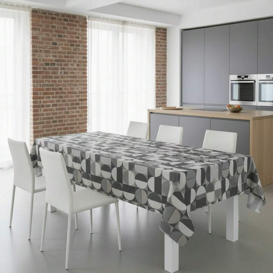 Kiva Modern Design Oilcloth Tablecloth, Stain Resistant And Waterproof, Sizes From 100x140 To 300x140 Cm And Round 140 Cm - Oilcloth Tablecloth For Rectangular And Round Tables - Available In 13 Designs - 選項 4 - 查看 1
