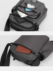 男士时尚休闲单肩包，大容量多隔层通勤斜挎包，带水壶袋 - 立款 - 查看 8