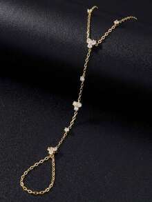 Dainty Boho Flower Rhinestone Toe Ring Anklet Summer Vacation Crystal Ankle Bracelets Summer Beach Jewelry Accessories For Women Daily Wear Party Gifts - Multicolor - View 5