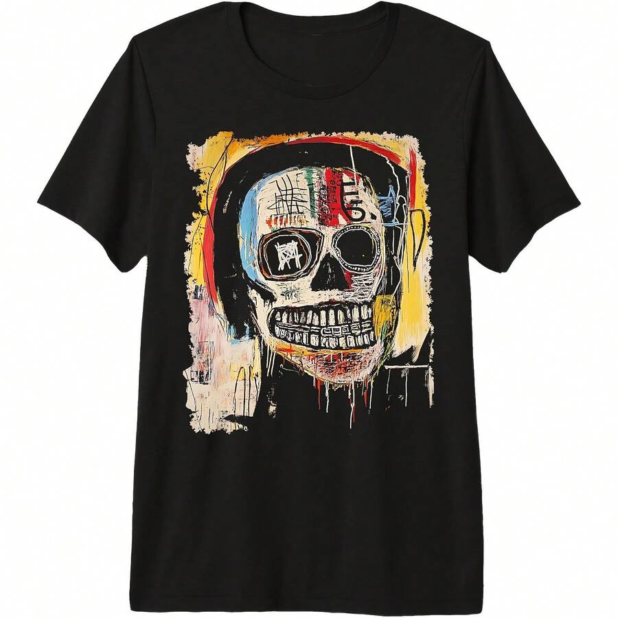 Art Style Graffiti 80s Abstract Pm Tri-Blend T-Shirt All Seasons,220g Pure Cotton Single-Sided Printed Crew Neck Short-Sleeved T-Shirt,Unisex Top,Base Layer - 顏色3 - 查看 1