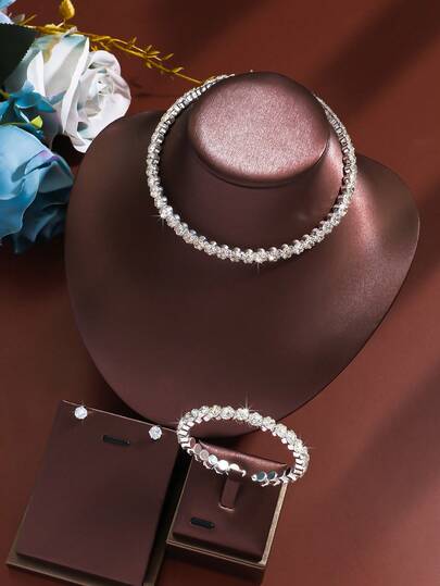 Bộ 3 dây chuyền choker tối giản thanh lịch, phụ kiện thời trang cho đám cưới, tiệc tùng, quà tặng tốt nghiệp.