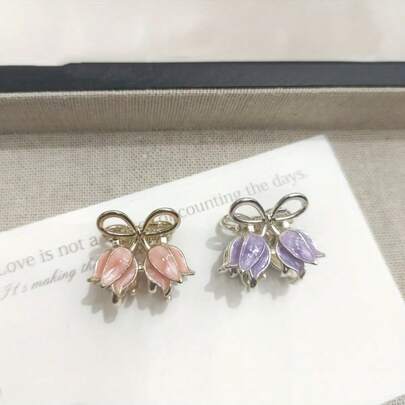 2pcs, Tulip Mini Clip, Women's Princess Headband Bangs Special Hair Accessory