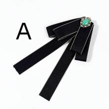 1件宝石镶嵌优雅领结，JK风格黑色蝴蝶结，女士衬衫配饰，时尚百搭的高端工作装点缀 - 彩色 - 查看 6