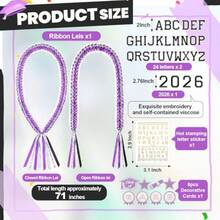 Juexica Graduation Ribbon Lei - Class Of 2026 Graduate Leis DIY Braided Necklace For Men And Women Graduation Gift Purple White 1 Set - Tím Trắng - Xem 2