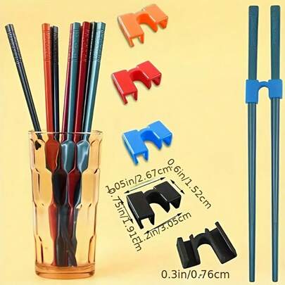 4pcs Beginner Chopstick Rack - Lightweight Training Chopsticks Accessories, Non-Slip, Reusable, Dishwasher Wash, Suitable For Adults, Students, Learners - Plastic Material, No Electricity Required