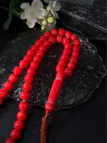 1条穆斯林编织闪亮珠子念珠，45颗珠子穆斯林单流苏祈祷念珠，简约流苏祈祷手链 - 彩色 - 查看 6