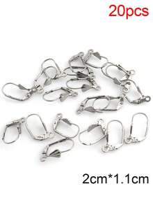 20 pièces Boucles d'oreilles en acier inoxydable Fermoirs de boucles d'oreilles créoles françaises Base de réglage d'oreille pour fournitures de fabrication de bijoux DIY Accessoires - Boucles d'oreilles bricolage - Voir 11