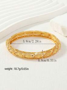 1 chiếc vòng tay nữ bằng đồng mạ vàng kiểu Ramadan Trung Đông Saudi Arabia, thiết kế rỗng. - Vàng - Xem 4