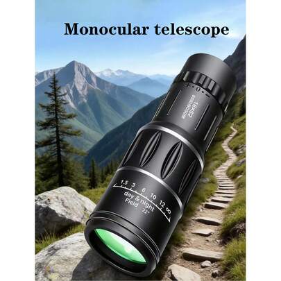 1pc Outdoor Handheld Monocular Telescope With Phone Holder, 16x52 High Magnification High Definition Telescope, Low Light Night Vision