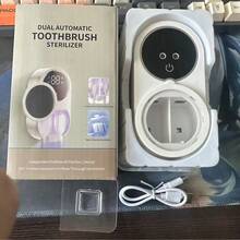 牙刷消毒架，浴室牙刷架，壁挂式自动感应牙刷收纳盒，140°F自动烘干，适用于大多数电动和手动牙刷，600mAh电池容量 - 白色 - 查看 11