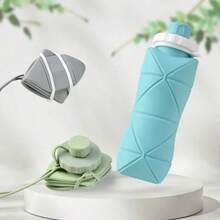 Outdoor Portable Water Cup Artifact! 600ml Foldable Silicone Cup, Easily Put In Your Pocket Foldable Water Cup Silicone Portable 600ml Outdoor Travel Sports Compressed Water Bottle Creative Casual Cup - Blue - View 7