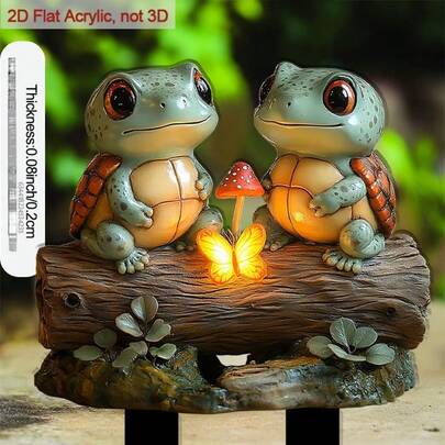 1 sản phẩm cắt acrylic 2D có đầu nhọn, thiết kế hình lai giữa ếch và rùa, thích hợp để trang trí chậu cây, đồ gỗ, sân vườn và lối đi, tuyệt vời cho sử dụng ngoài trời và làm điểm nhấn.