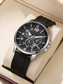 Đồng hồ thời trang công sở bằng silicon, lịch, máy quartz, kiểu dáng thường ngày, phù hợp cho nam giới trẻ tuổi. - Một cỡ - Xem 11