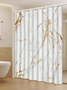 12钩复古木纹图案浴帘 - 防水、机洗、艺术设计，适用于家庭、酒店和浴室 - 多色 - 查看 16