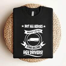 Camiseta de mujer con estampado "No todos los héroes usan capas" - Camiseta para conductor de camión pesado (HGV), conductor de vehículo ligero (LGV), camionero, acarreador - Regalo de ideas para camiones, de manga larga o corta - Negro - Ver 3
