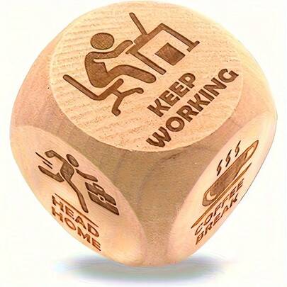 1pc 6-Sided Wooden Dice, Includes Creative Ideas For Office, Study And Leisure - Decision Making Dice, Great Gift For Colleagues, Ideal For Birthday, Holiday, Office Gifts | Fun Gift | Handmade Dice | Office Relaxation