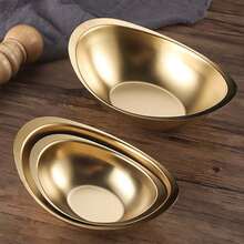 创意元宝碗 304不锈钢韩式小吃碗 烹饪碗 加厚金色水果碗 甜点碗 船形沙拉碗 - 彩色 - 查看 2