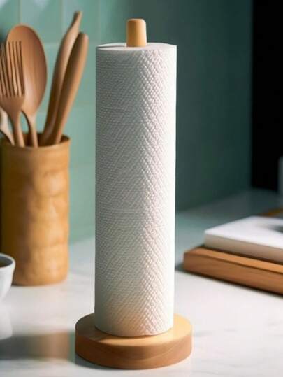 Caja de pañuelos de madera moderna | Caja de almacenamiento de escritorio adhesiva con base de madera, solución de almacenamiento eficiente para la cocina y el baño, adecuada para la cocina y los pañuelos, hecha de madera de calidad, diseño minimalista