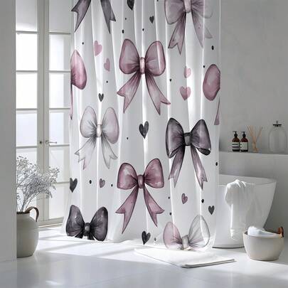 1 chiếc rèm tắm in hình bướm, rèm trang trí nhà cửa chất lượng cao, phong cách hiện đại, phù hợp với phòng tắm, rèm tắm dùng được cả bốn mùa, kèm 12 móc treo.
