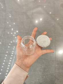 1pc Transparent Glass Storage Jar With Artificial Rhinestone Decor, Elegant Sealed Jewelry & Small Items Container, Ideal Travel & Gift Choice - Silver - View 6
