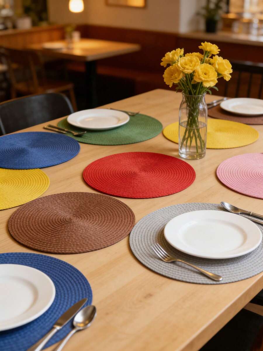 1/4/6 piÚces Sets de table style bohÚme en PP, convient pour mariage, rassemblement campagnard, pique-nique, repas en extérieur, décoration de table pour anniversaire - Multicolore - Voir 1