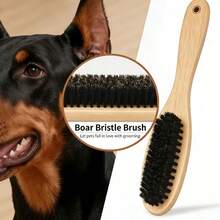 Bàn chải chải lông chó bằng lông tự nhiên - Cán gỗ, thích hợp cho lông chó có độ dài trung bình đến dài, giúp gỡ rối và loại bỏ lông rụng, thúc đẩy làn da và bộ lông khỏe mạnh, chăm sóc thú cưng hiệu quả. - Xem 3