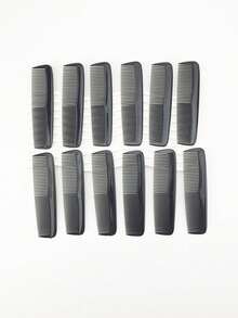 10pcs Portable Double-Row Hair Comb, Haircut Comb, Thick & Thin Teeth Comb - Black - View 2