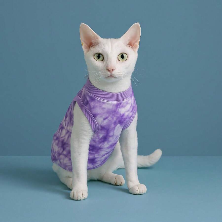 猫咪绝育术后恢复服，防止舔舐，轻薄透气，适合雌性猫咪和幼猫，春夏款 - 紫羅蘭色 - 查看 1