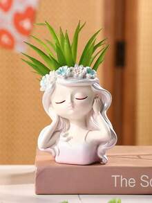 1 Set Creative Girl Sleeping Pose Figurine, Adds Fairy Tale Atmosphere To The Garden - Suitable For Planting Succulents And Storing Tools In Resin. - Multicolor - View 7