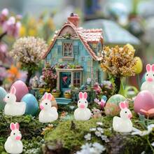 50-Piece Mini Resin Rabbit And Duck Set, Small Easter Bunny Decorations, Perfect For Dollhouse Decoration, Party Favors, And Classroom Rewards - Kiểu cà rốt - Xem 5