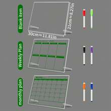 1 bảng kế hoạch tuần/tháng cho văn phòng, bảng kế hoạch để bàn bằng acrylic đa chức năng, bảng viết ghi nhớ trong suốt có thể xóa được để ghi chú và nhắc nhở - Nhiều màu - Xem 7