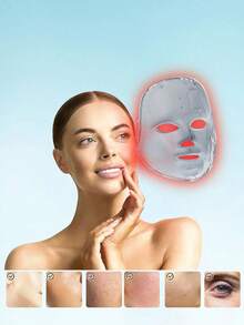 7-Color Face Mask Device, Wireless LED Mask Skin Care Device, Facial & Neck Care Beauty Instrument, Facial Mask Beauty Tool For Salon And Home Use, Birthday Gift - White - View 4