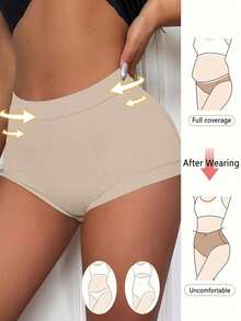 4pcs Women's Solid Color High Waist Shaping Shorts, Comfortable Seamless Ladies Underwear - Multicolor - View 2