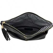 Solene Envelope Clutch Bags for Women Foldover Crossbody Tassel Wallet with Chain Strap Elegant Evening Purse - 1blancolp - Ver 5
