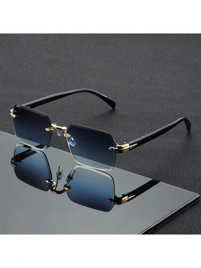 نظارة رجالية ديكورية من مادة البلاستيك الذهبي، بتصميم لون أحادي، بطراز رجعي، إطار مربع، نظارة بدون إطار، مناسبة للاستخدام اليومي، القيادة، التنزه، الشاطئ، تناسب الملابس، التصوير الشخصي، المناسبات والحفلات المختلفة، هدية رائعة، تناسب جميع أشكال الوجه، إكسسوار عالي الجودة