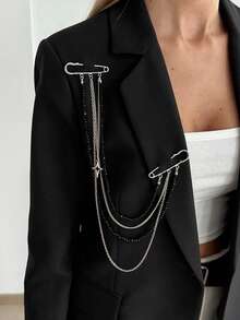 1pc Bohemian Geometric Beaded Brooch For Women, Shiny Star Pendant Tassel Long Chain Brooch Pin, Fashion Elegant Holiday Party Daily Casual Street Snap Wedding Banquet Unisex Charm Jewelry Brooch Gift - Brooch - View 2