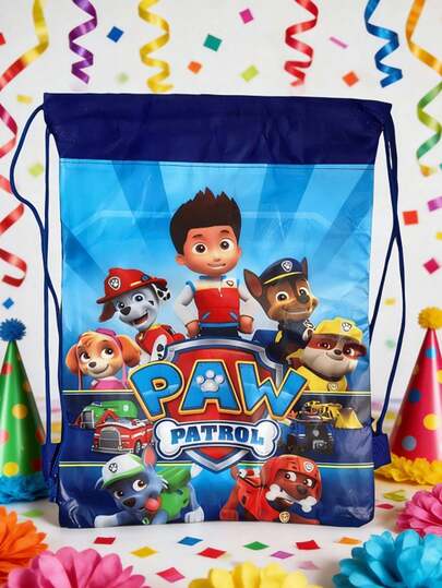 Paw Patrol 4pcs/1pc Drawstring Backpack Set - Rubble, Chase, Rocky, Zuma, Skye, Everest, Tracker, Tuck, Ella, Rex, WildCat, Liberty Characters Nylon Sports Bag, Suitable For Travel, Yoga, Gym, Outdoor Camping, Hiking And Beach, Ideal For Summer Leisure Outdoor Activities, Vacation, Graduation Gift Or Birthday Decoration(Random Style)
