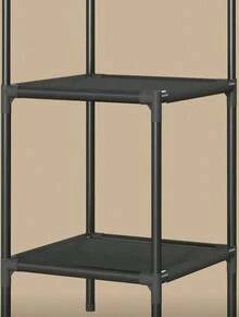 Multi-Layer Corner Shelf, Freestanding Storage Rack For Bedroom And Living Room, 2-Tier Clothes Rack With Hanging Bar. - Black - View 7