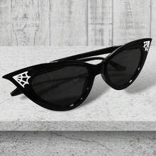 2025  Gothic Full-Frame Cat-Eye Sunglasses PC UV Protection Sun Glasses For Outdoor Travel Unisex - 黑色蜘蛛網眼鏡 - 查看 9