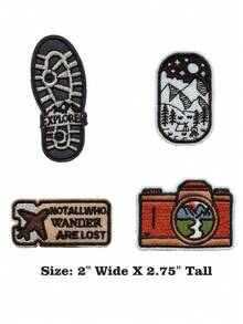 4pcs Explorer Mini Set Patch Travel Camping Souvenir Embroidered Iron On - Multicolor - View 10